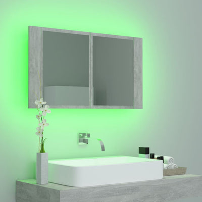 Kylpyhuoneen LED peilikaappi betoninharmaa 80x12x45 cm akryyli