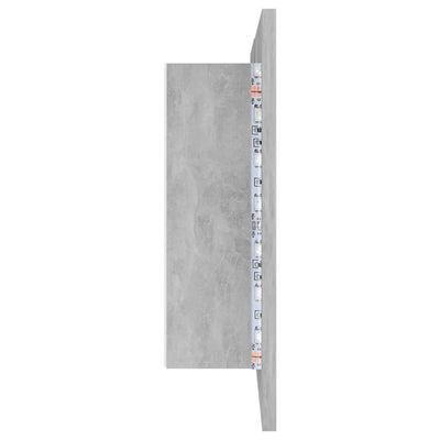 Kylpyhuoneen LED peilikaappi betoninharmaa 80x12x45 cm akryyli