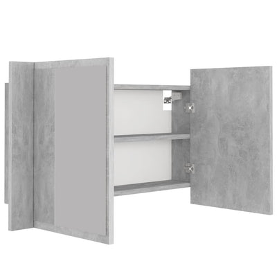 Kylpyhuoneen LED peilikaappi betoninharmaa 80x12x45 cm akryyli