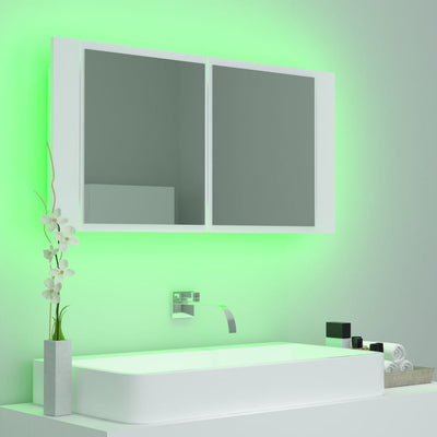 Kylpyhuoneen LED peilikaappi valkoinen 90x12x45 cm akryyli