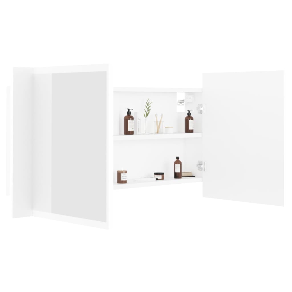 Valkoinen kylpyhuoneen led peilikaappi Delicia 90x12x45cm (akryyli)