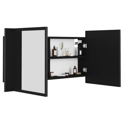 Kylpyhuoneen LED peilikaappi musta 90x12x45 cm akryyli