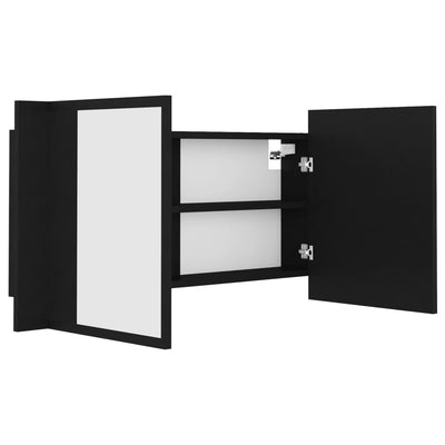 Kylpyhuoneen LED peilikaappi musta 90x12x45 cm akryyli