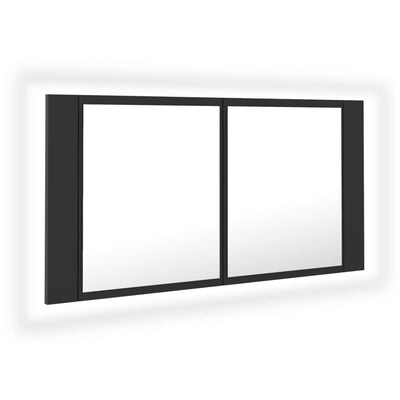 Kylpyhuoneen LED peilikaappi harmaa 90x12x45 cm akryyli