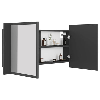 Kylpyhuoneen LED peilikaappi harmaa 90x12x45 cm akryyli
