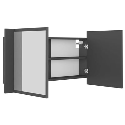 Kylpyhuoneen LED peilikaappi harmaa 90x12x45 cm akryyli