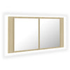 Kylpyhuoneen LED peilikaappi Sonoma-tammi 90x12x45 cm akryyli
