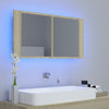 Kylpyhuoneen LED peilikaappi Sonoma-tammi 90x12x45 cm akryyli