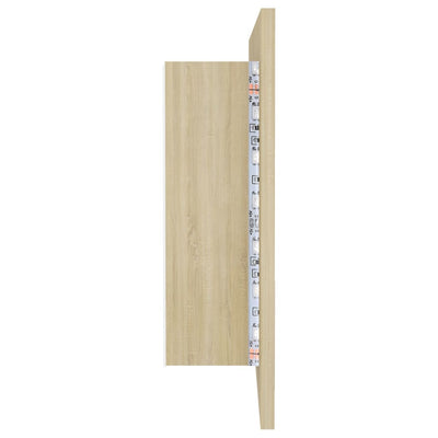 Kylpyhuoneen LED peilikaappi Sonoma-tammi 90x12x45 cm akryyli