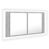 Kylpyhuoneen LED peilikaappi betoninharmaa 90x12x45 cm akryyli