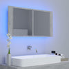 Kylpyhuoneen LED peilikaappi betoninharmaa 90x12x45 cm akryyli