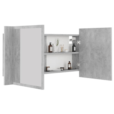 Kylpyhuoneen LED peilikaappi betoninharmaa 90x12x45 cm akryyli