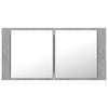 Kylpyhuoneen LED peilikaappi betoninharmaa 90x12x45 cm akryyli