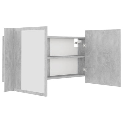 Kylpyhuoneen LED peilikaappi betoninharmaa 90x12x45 cm akryyli