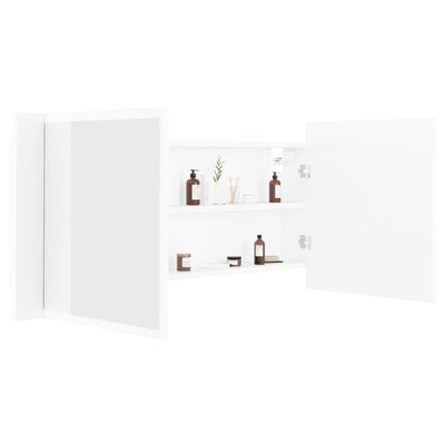 Kylpyhuoneen LED-peilikaappi valkoinen 100x12x45 cm akryyli