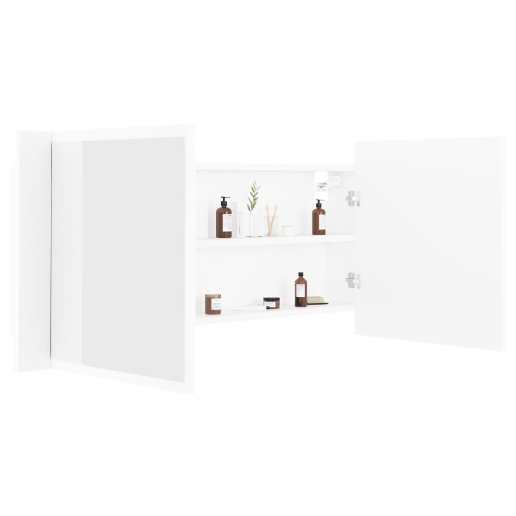 Valkoinen kylpyhuoneen led-peilikaappi Valumia 100x12x45cm (akryyli)
