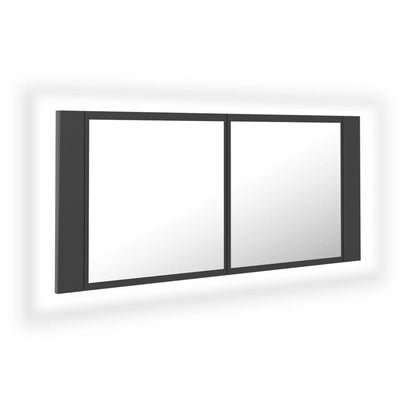 Kylpyhuoneen LED peilikaappi harmaa 100x12x45 cm akryyli