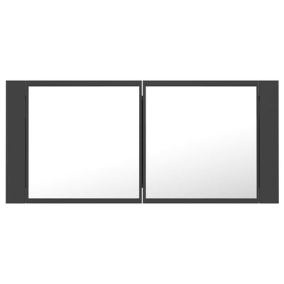 Kylpyhuoneen LED peilikaappi harmaa 100x12x45 cm akryyli