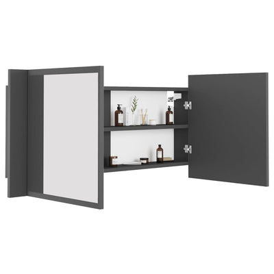 Kylpyhuoneen LED peilikaappi harmaa 100x12x45 cm akryyli