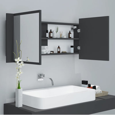 Kylpyhuoneen LED peilikaappi harmaa 100x12x45 cm akryyli