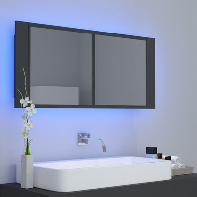 Kylpyhuoneen LED peilikaappi harmaa 100x12x45 cm akryyli