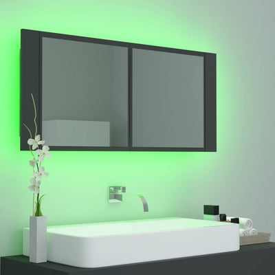 Kylpyhuoneen LED peilikaappi harmaa 100x12x45 cm akryyli