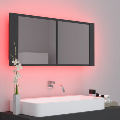 Kylpyhuoneen LED peilikaappi harmaa 100x12x45 cm akryyli