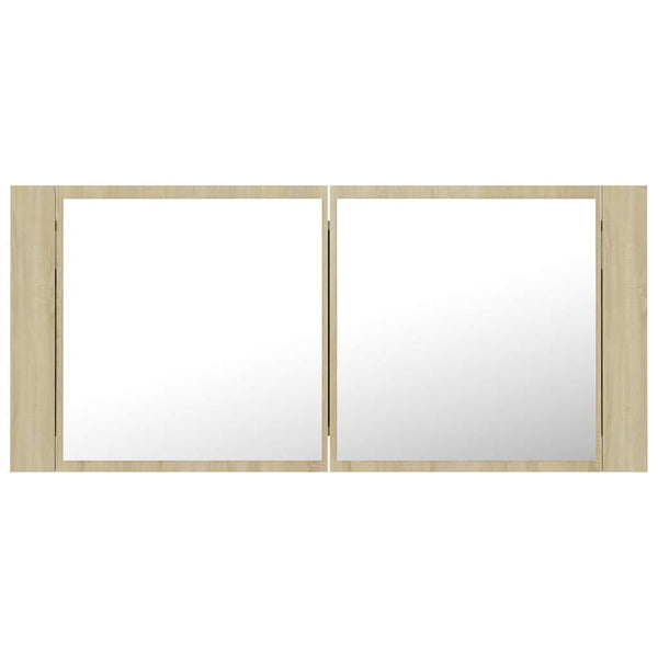 Kylpyhuoneen LED peilikaappi Sonoma-tammi 100x12x45 cm akryyli
