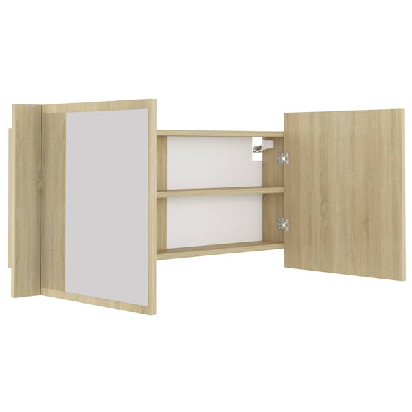 Kylpyhuoneen LED peilikaappi Sonoma-tammi 100x12x45 cm akryyli