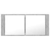 Kylpyhuoneen LED peilikaappi betoninharmaa 100x12x45 cm akryyli