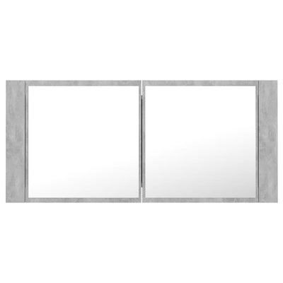Kylpyhuoneen LED peilikaappi betoninharmaa 100x12x45 cm akryyli