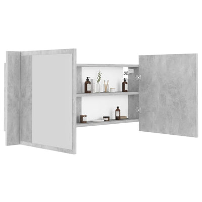Kylpyhuoneen LED peilikaappi betoninharmaa 100x12x45 cm akryyli