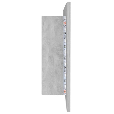 Kylpyhuoneen LED peilikaappi betoninharmaa 100x12x45 cm akryyli
