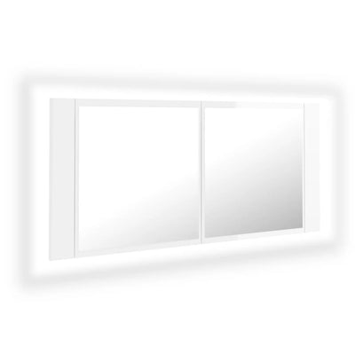 Kylpyhuoneen LED peilikaappi korkeak. valk. 100x12x45cm akryyli