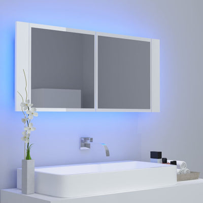 Kylpyhuoneen LED peilikaappi korkeak. valk. 100x12x45cm akryyli
