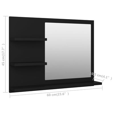 Kylpyhuonepeili musta 60x10,5x45 cm tekninen puu