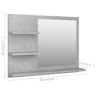 Kylpyhuonepeili betoninharmaa 60x10,5x45 cm tekninen puu