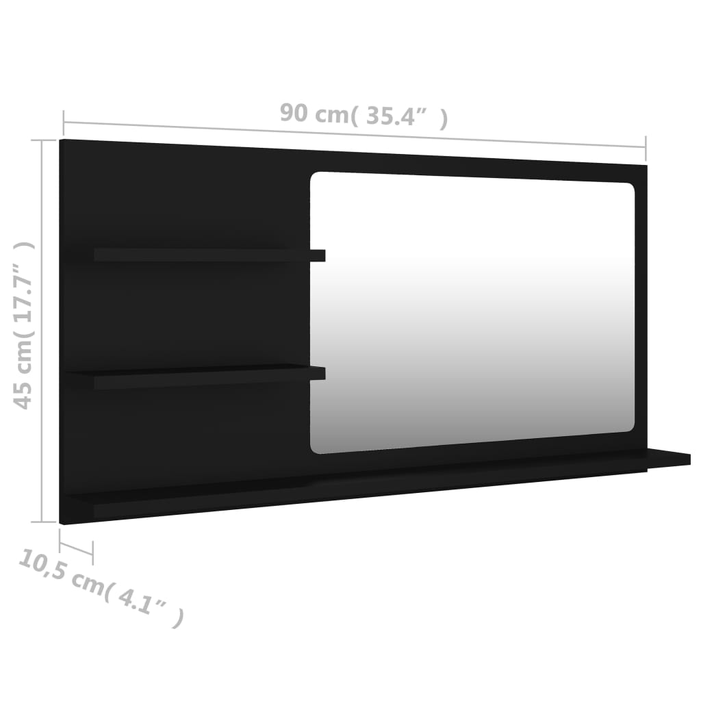 Musta kylpyhuonepeili Scarisoreanu 90x10,5x45cm (puinen)