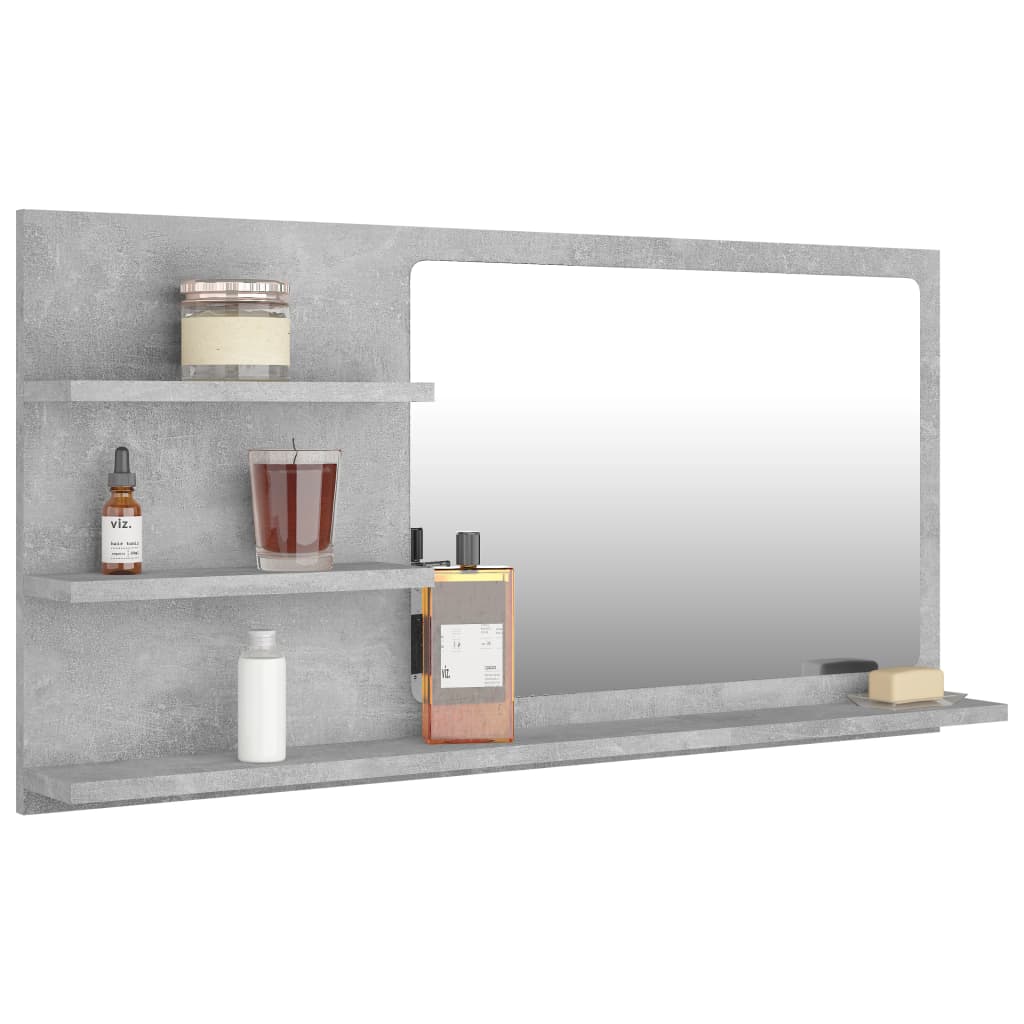 Betoninharmaa kylpyhuonepeili Scarisoreanu 90x10,5x45cm (puinen)