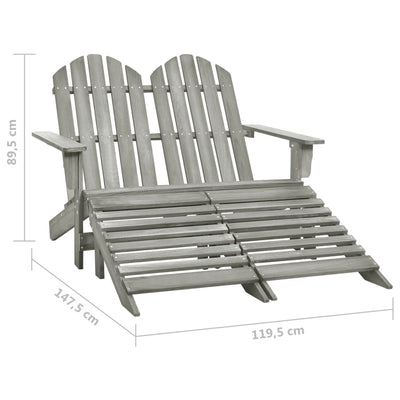 2-istuttava Adirondack-puutarhatuoli/rahi täysi kuusi harmaa