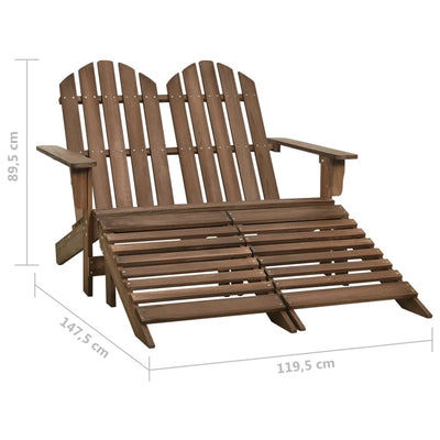 2-istuttava Adirondack-puutarhatuoli/rahi täysi kuusi ruskea