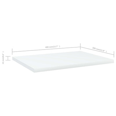 Kirjahyllytasot 4 kpl valkoinen 40x30x1,5 cm tekninen puu