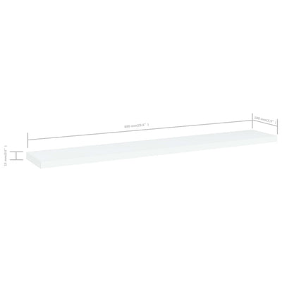 Valkoinen kirjahyllytasot Vasiu 60x10x1,5cm (4 kpl puinen)