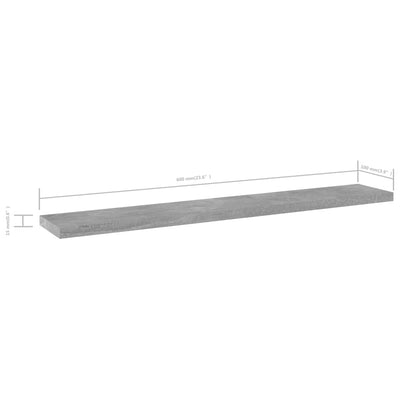 Kirjahyllytasot 4 kpl betoninharmaa 60x10x1,5 cm tekninen puu