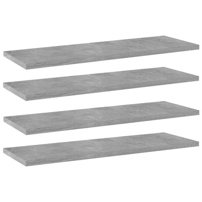 Kirjahyllytasot 4 kpl betoninharmaa 60x20x1,5 cm lastulevy