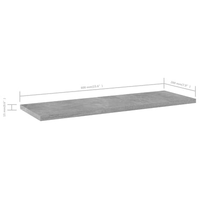 Kirjahyllytasot 4 kpl betoninharmaa 60x20x1,5 cm lastulevy
