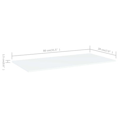 Kirjahyllytasot 4 kpl valkoinen 80x20x1,5 cm tekninen puu