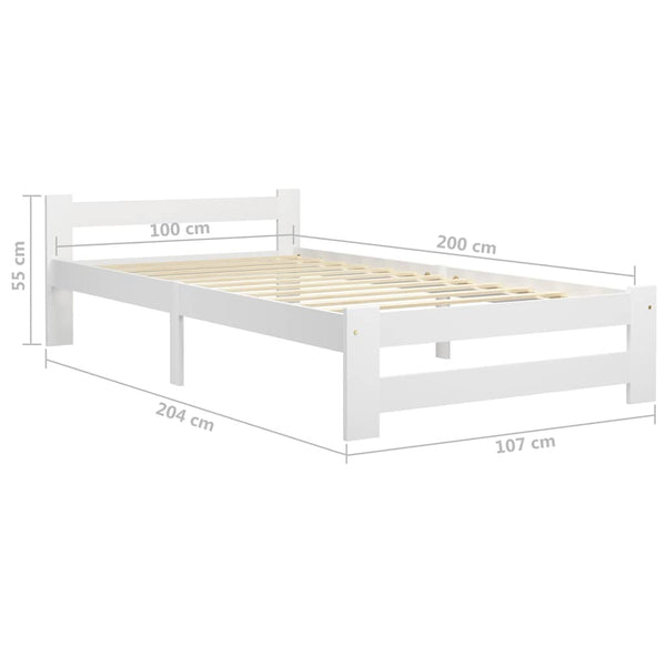 Sängynrunko 2 vetolaatikolla valkoinen täysi mänty 100x200 cm