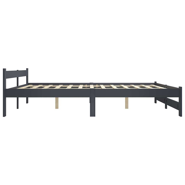 Sängynrunko 2 vetolaatikolla tummanharmaa täysi mänty 200x200cm