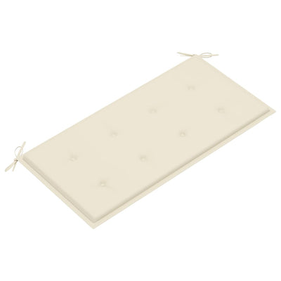Puutarhapenkki kermanvärisellä tyyny 112 cm täysi tiikki